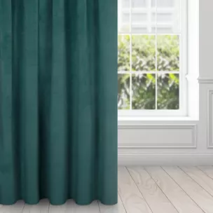 Zasłona ciemnoturkusowa z ekskluzywnego matowego welwetu 140x270 cm taśma VILLA