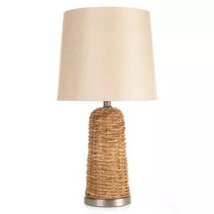 Lampa ARLO w stylu boho z plecionej podstawy i matowego abażuru