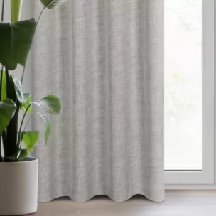 Zasłona beżowa z lnianym splotem w stylu eko 140x250 cm przelotka ROMA