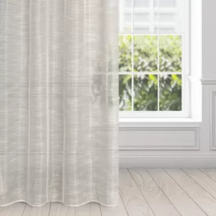 Firana naturalna z rysunkiem poziomych nitek na błyszczącym tle 140x250 cm przelotka RACHEL