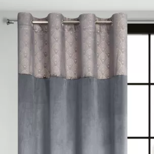 Zasłona grafitowa z aplikacją z błyszczącego welwetu 140x250 cm przelotka AGNES Design 91