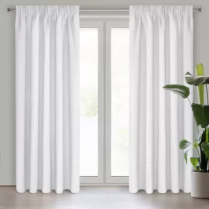Zasłona biała z gładkiej tkaniny zaciemniającej typu blackout 135x270 cm taśma PARISA DESIGN 91