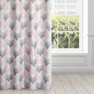 Zasłona szaro, różowa dimout z geometrycznym wzorem 140x250 cm przelotka ASETA
