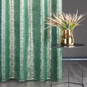 Zasłona ciemnozielono, złocista z lśniącą przecierką z welwetu 140x250 cm przelotka MABEL