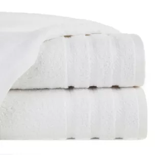 Ręcznik kąpielowy 50x90 cm bawełniany kolor biały podkreślony żakardowymi paskami 480 g/m2 VITO