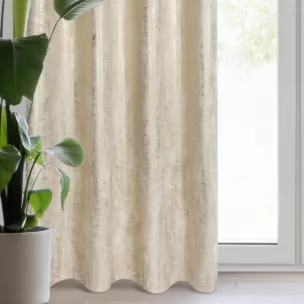 Zasłona jasnobeżowo, złota zdobiona przecieranym wzorem z welwetu 140x250 cm przelotka RENIA