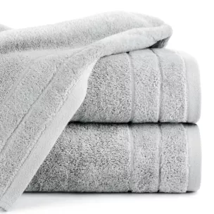 Ręcznik do rąk 30x50 cm bawełniany kolor srebrny z welwetową bordiurą 500 g/m2 DAMLA
