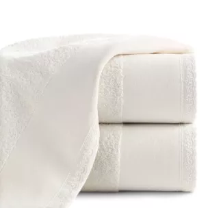 Ręcznik kąpielowy 50x90 cm bawełniany kolor kremowy z koronkową bordiurą 500 g/m2 EMI