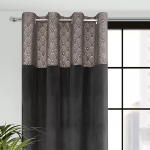 Zasłona czarna z aplikacją z błyszczącego welwetu 140x250 cm przelotka AGNES Design 91