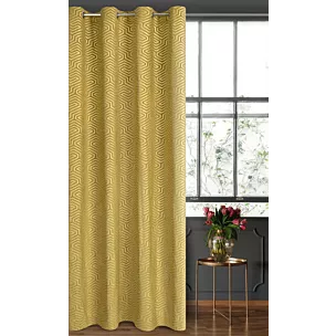 Zasłona złota we wzór geometryczny z tkaniny welwetowej 140x250 przelotka INGA Pierre Cardin