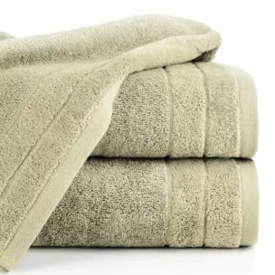 Ręcznik kąpielowy 50x90 cm bawełniany kolor beżowy z welwetową bordiurą 500 g/m2 DAMLA