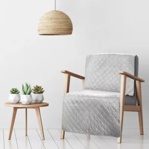 DESIGN 91 Narzuta na fotel LUIZ  5 welwetowa pikowana metodą hot press w geometryczny wzór