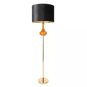 Lampa stojąca LILIANA zdobiona szklaną bombką i welwetowym abażurem