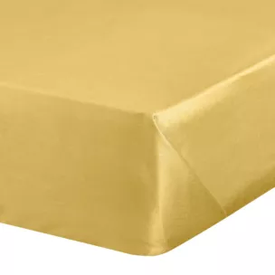 Prześcieradło gładkie bez gumki 160x210 cm z satyny bawełnianej kolor musztardowy 125 g/m2 NOVA