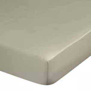 Prześcieradło z gumką 100x200 cm z satyny bawełnianej kolor szarobeżowy 125 g/m2 DINA Diva Line
