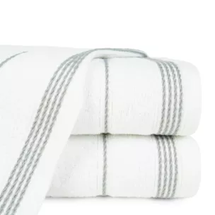 Ręcznik kąpielowy 50x90 cm bawełniany kolor biały ze stębnowaną bordiurą 500 g/m2 MIRA