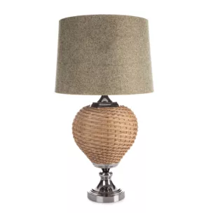 Lampa PATI w stylu boho z plecioną podstawą i matowym abażurem