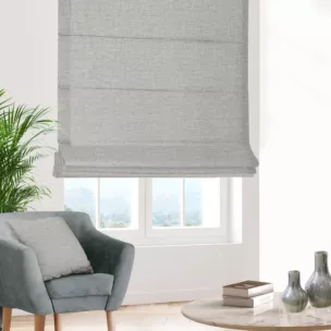 Roleta szyta z systemem comfort jasnosrebrna z tkaniny w stylu eko o naturalnym splocie
