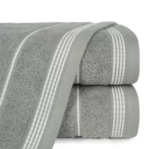 Ręcznik do rąk 30x50 cm bawełniany kolor jasnopopielaty ze stębnowaną bordiurą 500 g/m2 MIRA