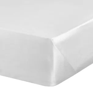 Prześcieradło gładkie bez gumki 180x210 cm z satyny bawełnianej kolor biały 125 g/m2 NOVA