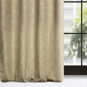 Zasłona beżowa z wytłaczanym wzorem, welwetowa 140x250 cm przelotka ARETA