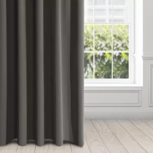 Zasłona grafitowa z gładkiej matowej tkaniny zaciemniającej 135x270 cm taśma BLACKOUT