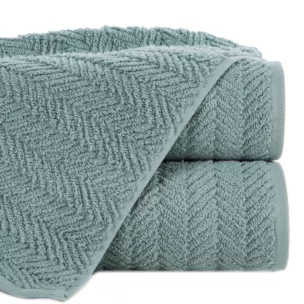 Ręcznik do rąk 30x50 cm bawełniany kolor miętowy zdobiony wzorem jodełki 550 g/m2 ETNO