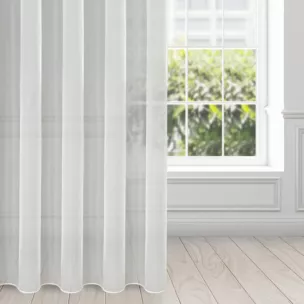 Firana kremowa z gładkiego mlecznego woalu wykończona szwem obciążającym VIOLET 200x265 cm flex 1:2