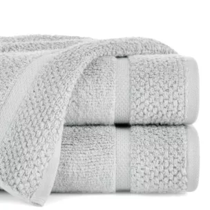 Ręcznik kąpielowy 50x90 cm bawełniany kolor srebrny podkreślony ryżową bordiurą 530 g/m2 VILIA