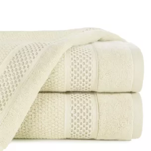 Ręcznik do rąk 30x50 cm bawełniany kolor kremowy z żakardową bordiurą 500 g/m2 DANNY