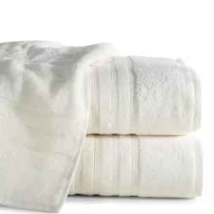 Ręcznik kąpielowy 50x90 cm bawełniany kolor kremowy z bawełny egipskiej zdobiony pasami 500 g/m2 LAVIN