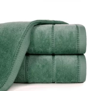 Ręcznik kąpielowy 50x90 cm bawełniany kolor butelkowy zielony z welwetową bordiurą 500 g/m2 MARI