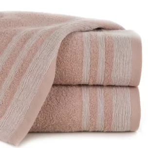 Ręcznik kąpielowy 70x140 cm bawełniany kolor pudrowy róż z ozdobną bordiurą 500 g/m2 MERY