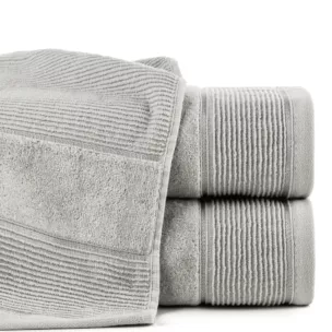Ręcznik do rąk 30x50 cm bawełniany kolor srebrny z welurową bordiurą 500 g/m2 EMMA