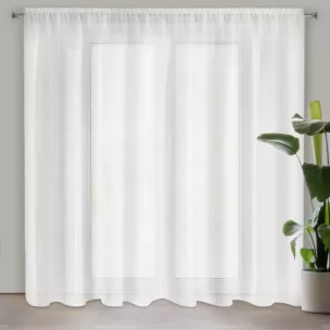Firana kremowa o strukturze drobnego deszczyku wzór poziomy 350x250 cm taśma REBECCA
