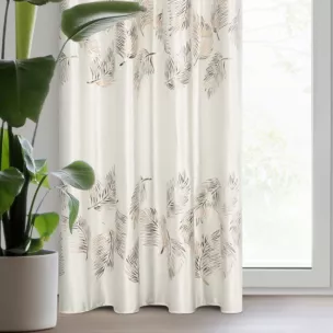 Zasłona kremowo, złota z błyszczącym nadrukiem z welwetu 140x250 cm przelotka IDALIA