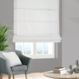 Roleta szyta z systemem comfort kremowa z miękkiej tkaniny o naturalnym splocie w stylu ekologicznym