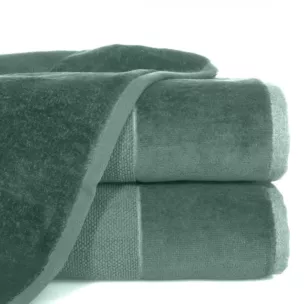 Ręcznik do rąk 30x50 cm bawełniany kolor ciemnomiętowy z bordiurą z weluru 500 g/m2 LUCY