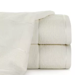 Ręcznik do rąk 30x50 cm bawełniany kolor kremowy z welurową bordiurą 500 g/m2 EMMA