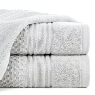 Ręcznik do rąk 30x50 cm bawełniany kolor srebrny zdobiony subtelnymi paseczkami 500 g/m2 DAVOS