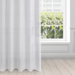 Firana biała o strukturze drobnego deszczyku wzór poziomy 140x250 cm przelotka REBECCA