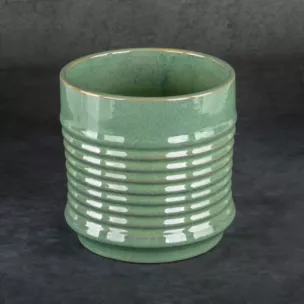 Donica ceramiczna SAMI minimalistyczna, o kształcie walca ze żłobieniami
