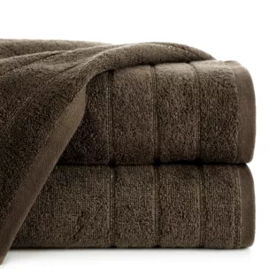 Ręcznik kąpielowy 50x90 cm bawełniany kolor ciemnobrązowy z lśniącymi paseczkami 500 g/m2 DALI