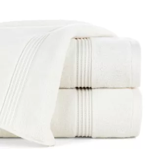 Ręcznik kąpielowy 50x90 cm bawełniany kolor kremowy 0 twist zdobiony paseczkami 550 g/m2 MOLLY