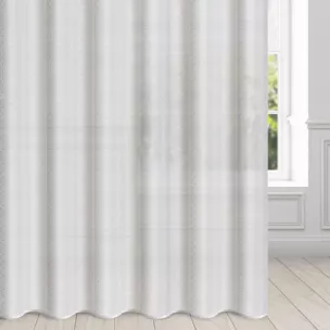Firana biała z jasnozłotym nadrukiem drobnych kwadracików 300x250 cm przelotka SIBEL