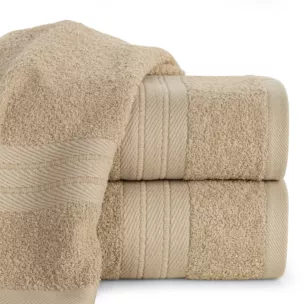 Ręcznik do rąk 30x50 cm bawełniany kolor beżowy z żakardową bordiurą 500 g/m2 KAYA