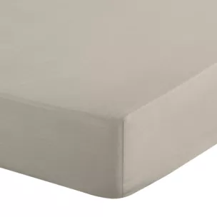 Prześcieradło z gumką 140x200 cm z bawełny kolor beżowy 105 g/m2 BASIC