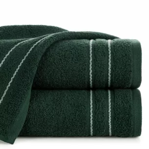 Ręcznik kąpielowy 50x90 cm bawełniany kolor zielony zdobiony paseczkami 500 g/m2 EMINA