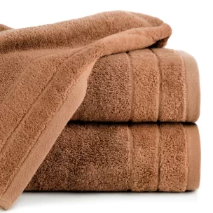 Ręcznik kąpielowy 50x90 cm bawełniany kolor ceglasty z welwetową bordiurą 500 g/m2 DAMLA