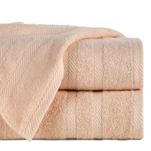Ręcznik kąpielowy 100x150 cm bawełniany kolor jasnopomarańczowy z ozdobną bordiurą 500 g/m2 MILO